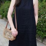 J.Crew  Linen Black shift dress with pockets and accented hemline 2 Photo 0