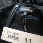 Retrofête Retrofete Angela Dress Black Silk Size XXS Long Sleeve Sheer NWT V Neck Photo 10