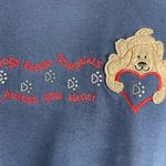 M&C Sportswear Women Large Athletic Sweatshirt Dogs Leave Pawprints Long Sleeve Blue Photo 2