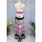 Chaudhry Rope Halter Open Back Tie Dye Maxi Dress Pink Black M Size M Photo 5