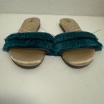 Birdies Sparrow Fringe Slide Sandal Teal Azure Satin Mule Size 10 Photo 3