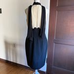 LUISA SPAGNOLI | Black & Cream Silk Surplice Bodice Beaded Cocktail Dress Size 6 Photo 1