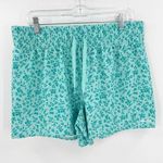 Reebok  Blue Green Floral Elastic Drawstring Waist Activewear Short Women's XL Photo 0