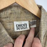 Chico's Minimalist Lagenlook Button Front Shirt Womens 1 M 8 Tan Linen Pockets Photo 5