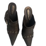 Azalea Wang Black Glitter Stiletto Heel Mules Pointed Toe Buckle Studded Size 10 Photo 2