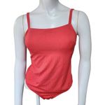 Kona Sol Stylish Ribbed Coral One-Piece Swimsuit (S) Photo 1