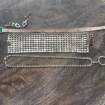 The Vintage Shop 1960’s RHINESTONE cuff Bracelet NECKLACE screw back Earrings set stunning Photo 6