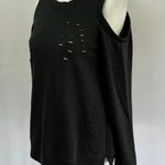 Central Park West New Distressed Cold Shoulder Zip Back Los Feliz Sweatshirt Black Photo 7