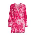 Love Shack Fancy Evan Mini Dress Womens Medium Pink Tie Dye Velvet Ruffle Smocked Photo 1
