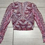 Free People  Wild and Free Boho Paisley Long Sleeve Smocked Top Size XS Photo 0