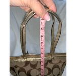 Coach Signature Stripe Tote Bag Brown Gold Monogram Medium Women's Photo 2
