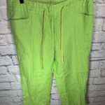 Madison Studio 100% Linen Size 8 lime green pants Photo 0