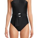 Time And Tru New  Black Halter Textured Swimsuit Size Large 12-14 Photo 0