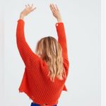 ZARA ‎ Flame Orange Distressed Ripped Oversized Cropped Knit Sweater Size Small Photo 6