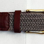 Vintage Genuine Leather Woven Stretch Belt | Size M/L Brown Photo 0