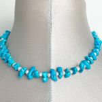 Turquoise Color Bead Nugget Necklace Choker with white pearls Y2K 90s Photo 2