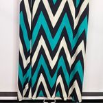 TOVIA Green Navy White Chevron Stripe Maxi Skirt Medium Photo 2