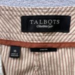 Talbots  Women's 16 Stretch Cotton Pinstripe Cropped Pants Beige Tan Straight Leg Photo 4