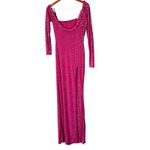 WFFS Fuschia Devore One Shoulder Slit Zebra Print Maxi Dress Size Small Purple Photo 4