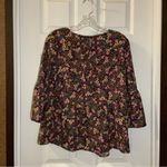 Time & Tru  Black Multicolor Floral 3/4 Bell Sleeve Blouse Small Photo 6