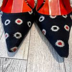 Bettye Muller  Vero Cuoio Slingback Navy Geometric Pointed Toe Kitten Heels 37 Photo 2