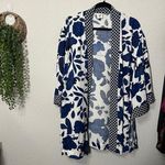 CAbi Botanical Kimono Open Front Tunic Blue White Black Floral Medium Large Photo 8