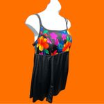 Studio Works  black swimsuit with pretty tropical design up top. Skirted bottom. Photo 2