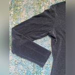 Vintage 90s Long Elegant Legs black sparkle zip front mock neck top, size medium Photo 1