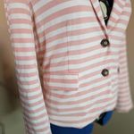Allegra K  Medium Coral and White Striped Blazer Photo 3