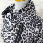 Anthropologie Bordeaux Leopard Print Side Zip Knit Moto Jacket Grey Black Medium Funnel Neck‎ Photo 9