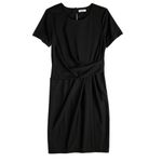 Nine West  Black Sheath Midi Dress Crew Neck Short Sleeve Photo 3