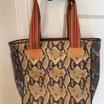 Consuela Snake Print Tote Bag with Striped Handles Photo 1