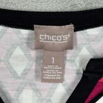 Chico's  Shirt Geometric Print Top 3/4 Sleeve V-Neck Blouse Diamond Pattern Size M Photo 6