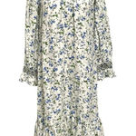 ZARA  Linen Blend Cottagecore Floral Long Sleeve Dress Smocked Neck size Small Photo 0