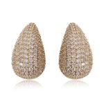 Jewels by Sunaina Narnia Stud Earrings Teardrop 14k Gold Plated CZ Micro Pave Photo 9