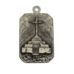 Vintage Religious Medal‎ Pendant Virgin Mary & Cross Charm Silver Tone Photo 2