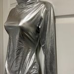 UNBRANDED Silver Metallic Turtleneck Bodysuit Size XL Photo 2