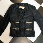 By Malene Birger Tweed Blazer Black Jacket Chic Metallic Gold Flecks Zip Front 8 Photo 2
