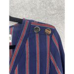 Workshop The  Women's Blouse Tunic Roll Tab Sleeve Blue Striped V Neck Sz Medium Photo 12