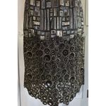 Tia Cibani Vintage Vogue Artistic Pencil Skirt Metallic Geometrical Design Sz 8 Black Photo 1