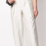 IRO  Belted Paper Bag Waist Linen Blend Cream Trousers‎ Size 38 Photo 0