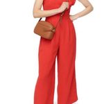 J.Crew New Bright Cerise Red Ruffle Crape Jumpsuit Size 0 Photo 0