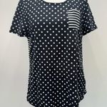 Chico's Chico’s Black with White Polka Dots & Stripes Short Sleeved Pocket Tee Size 1 M Photo 2