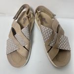 Earth Spirit Sandals Womens 7 Beige Silver Checker Casual Strappy Comfort Flat Photo 1