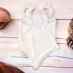 ZARA Ribbed Bodysuit L Ruffled Straps Snap Crotch White Summer Wardrobe Staple Photo 1