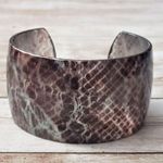 Vintage Bracelet / Cuff Chunky Brown & Grey Scale Like Photo 1