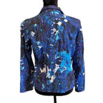 Chico's  0 Size US Small 4 Blue Floral Snap Button Front Long Sleeve Jacket‎ Art Photo 1