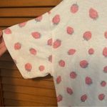 Z Supply  Short Sleeve White/Strawberries Round Neck Cropped Shirt Size Small Photo 3