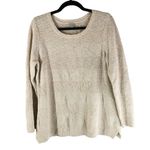 L.L.Bean  Womens Sweater Cotton Chunky Ribbed Knit Scoop Neck Ivory L Photo 0