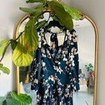 Monique Lhuillier  blue floral pleated mini dress size 10 Photo 0